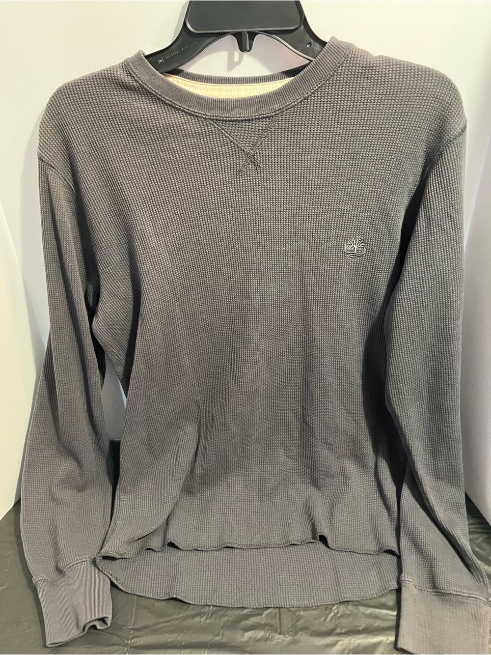 Timberland Men's Slate Gray Waffle Knit Crewneck Sweater
